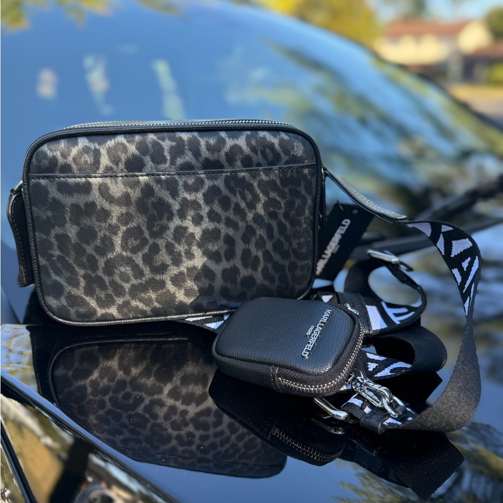 Karl Lagerfeld Black and White Graphic Belt Bag - Picture 11 of 11